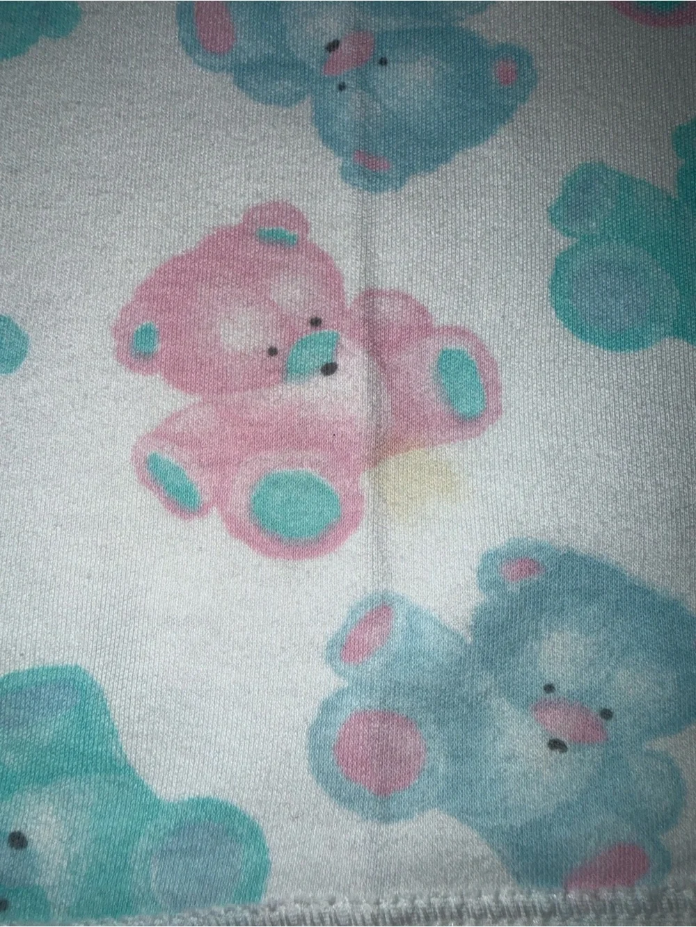 Vintage Carter's Pastel Bear Print Baby Blanket in Pink, Blue & Cream